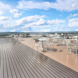 Takterrasse på Posthuset, hovedkontoret til Search Planet AS i Oslo, Norge.
